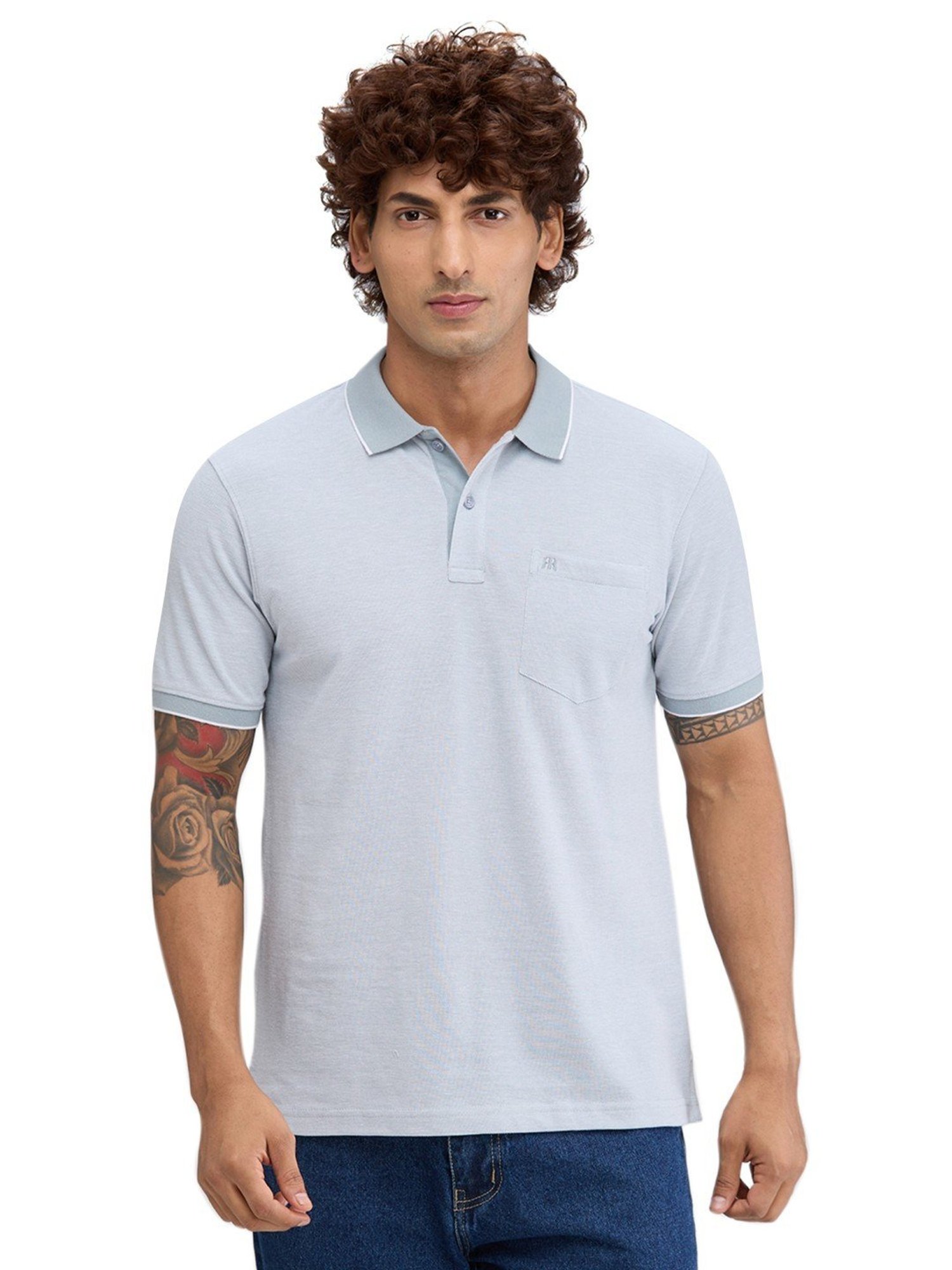 Raymond Grey Slim Fit Polo T-Shirt