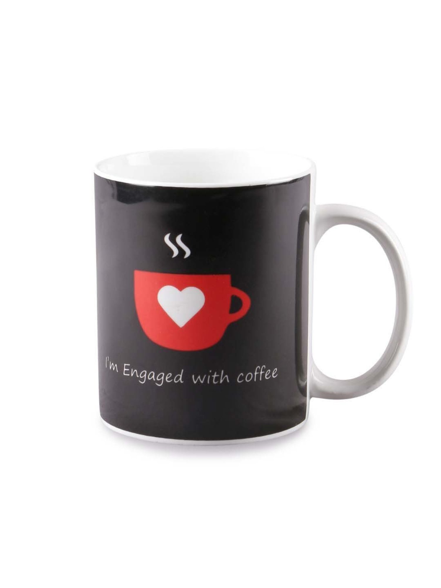 Clay Craft Black & Red Ceramic Milk Mugs (340 ml) - Set of 1