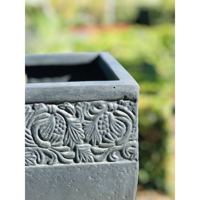 12.2" Kante Lightweight Traditional Square Planter Charcoal - Rosemead Home & Garden, Inc.