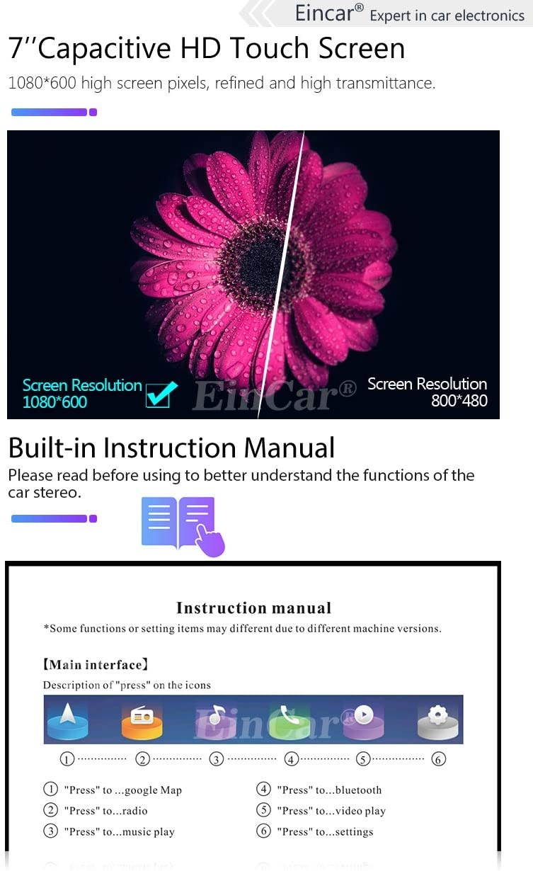 Double Din Android 10.0 Car Stereo GPS Navigation 2 Din Car Radio Capacitive Touch Screen in Dash Bluetooth Video Player Autoradio with WiFi USB Mirrorlink 1080P + Rearview Camera