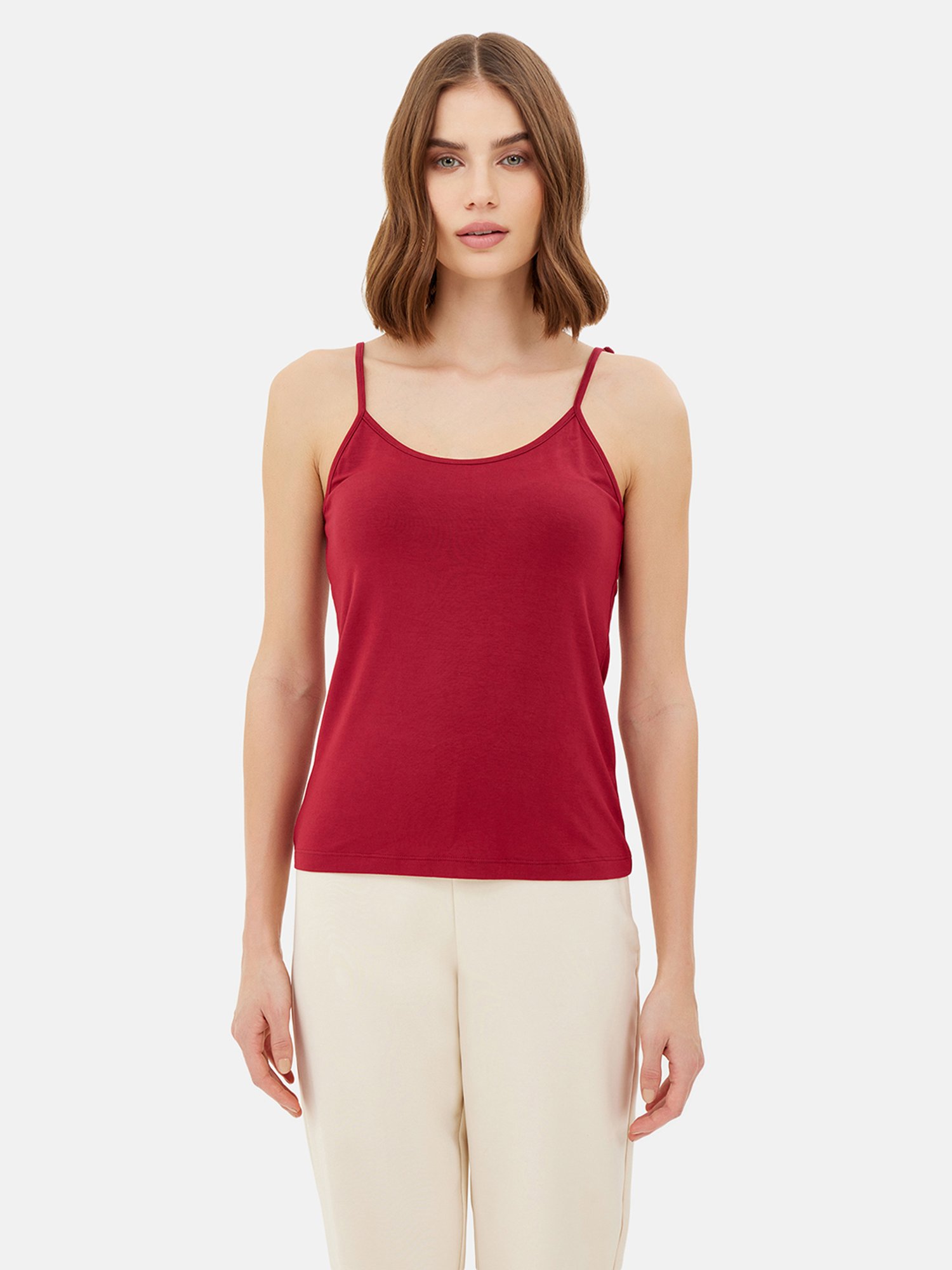 Kazo Maroon Cotton Camisole