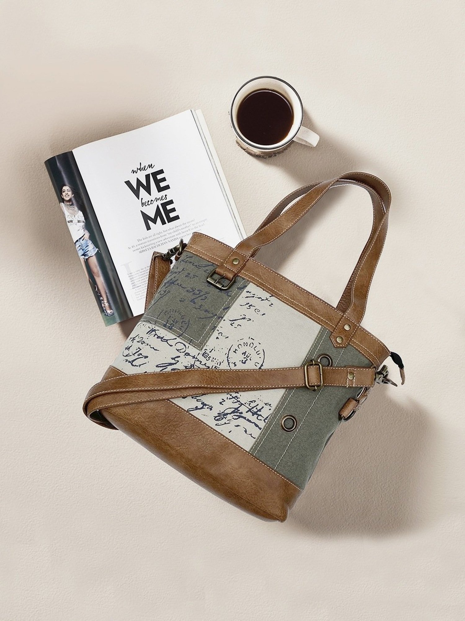 Mona B Grey Medium Tote Bag