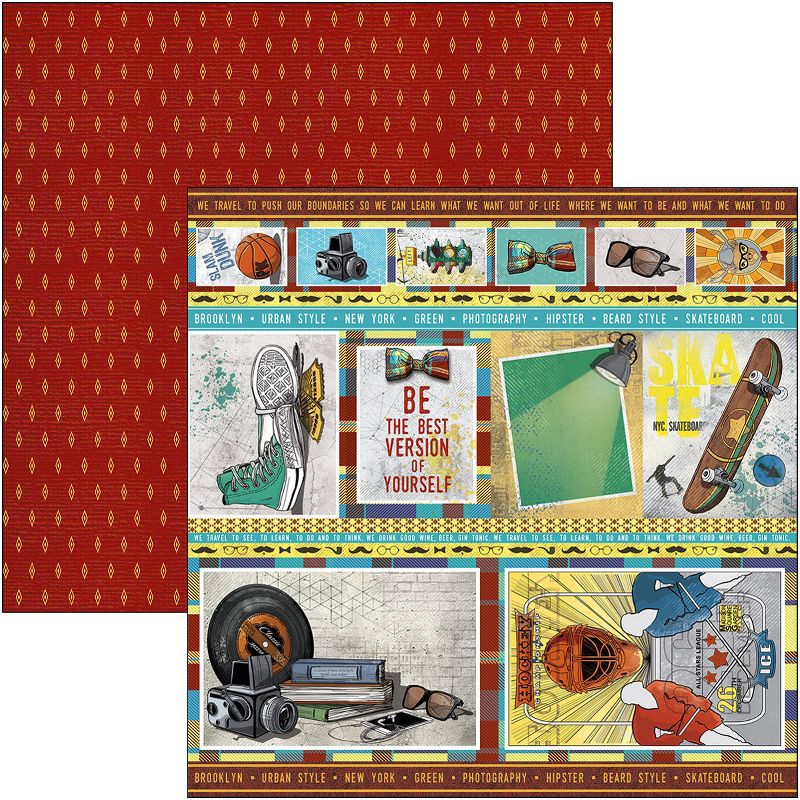 Ciao Bella Double-Sided Paper Pack 90lb 12"X12" 12/Pkg-Hipster, 12 Designs/1 Each