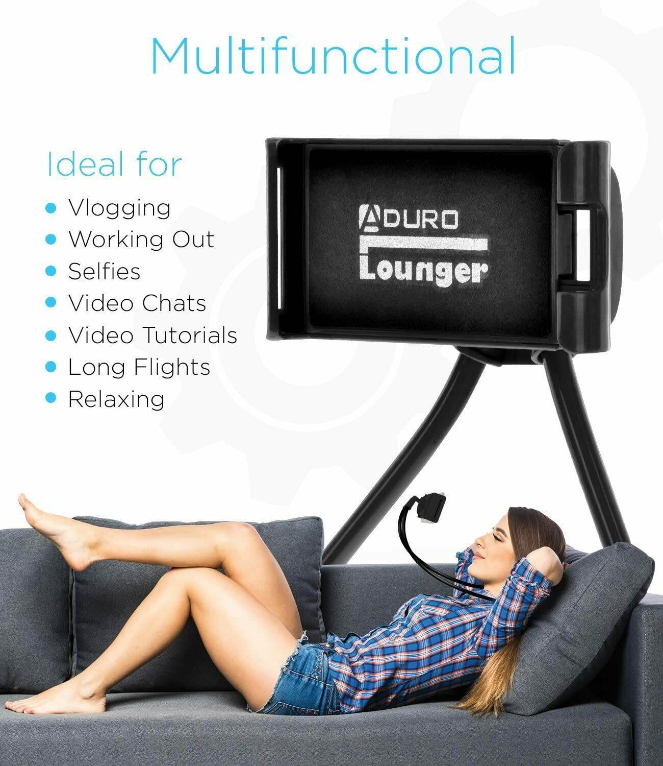 Aduro Lounger Cell Phone Mount Holder for Neck, Universal Smartphone Lazy Stand