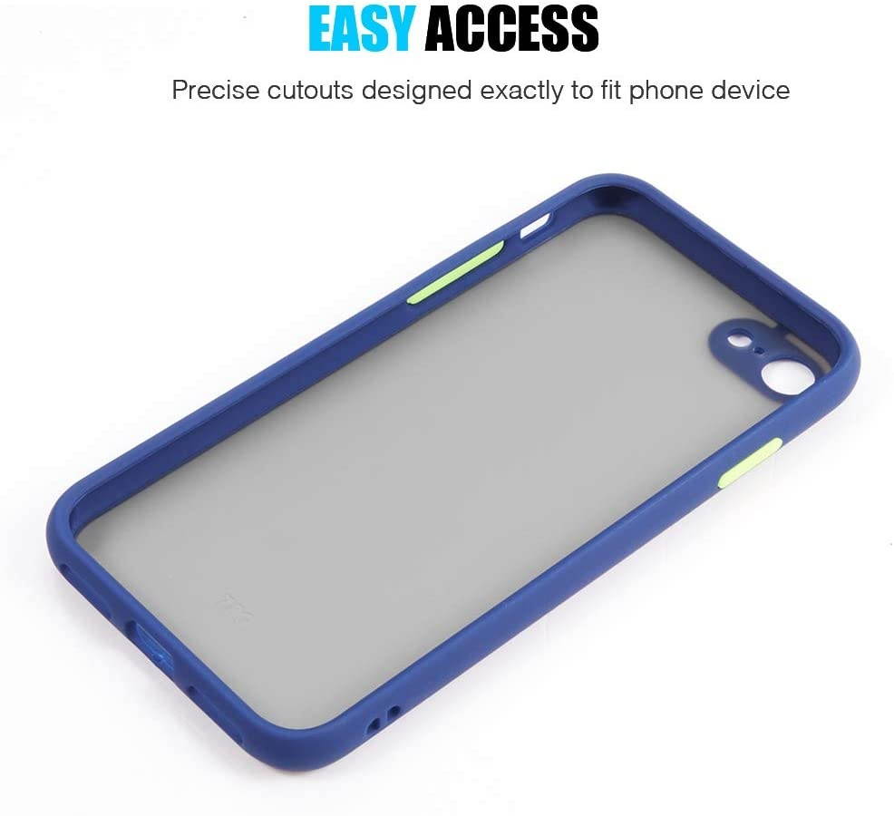 Redshield Compatible for Apple iPhone SE (2020)/ 8/7 / 6 Frosted 2 Tone PC Camera Lens Protector CASE - Navy Blue CASE with Lime Green Buttons