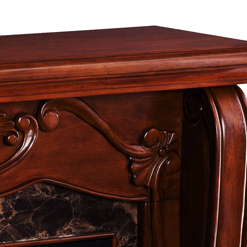 Exprari Touch Panel Electric Fireplace with Faux Marble Walnut - Aiden Lane