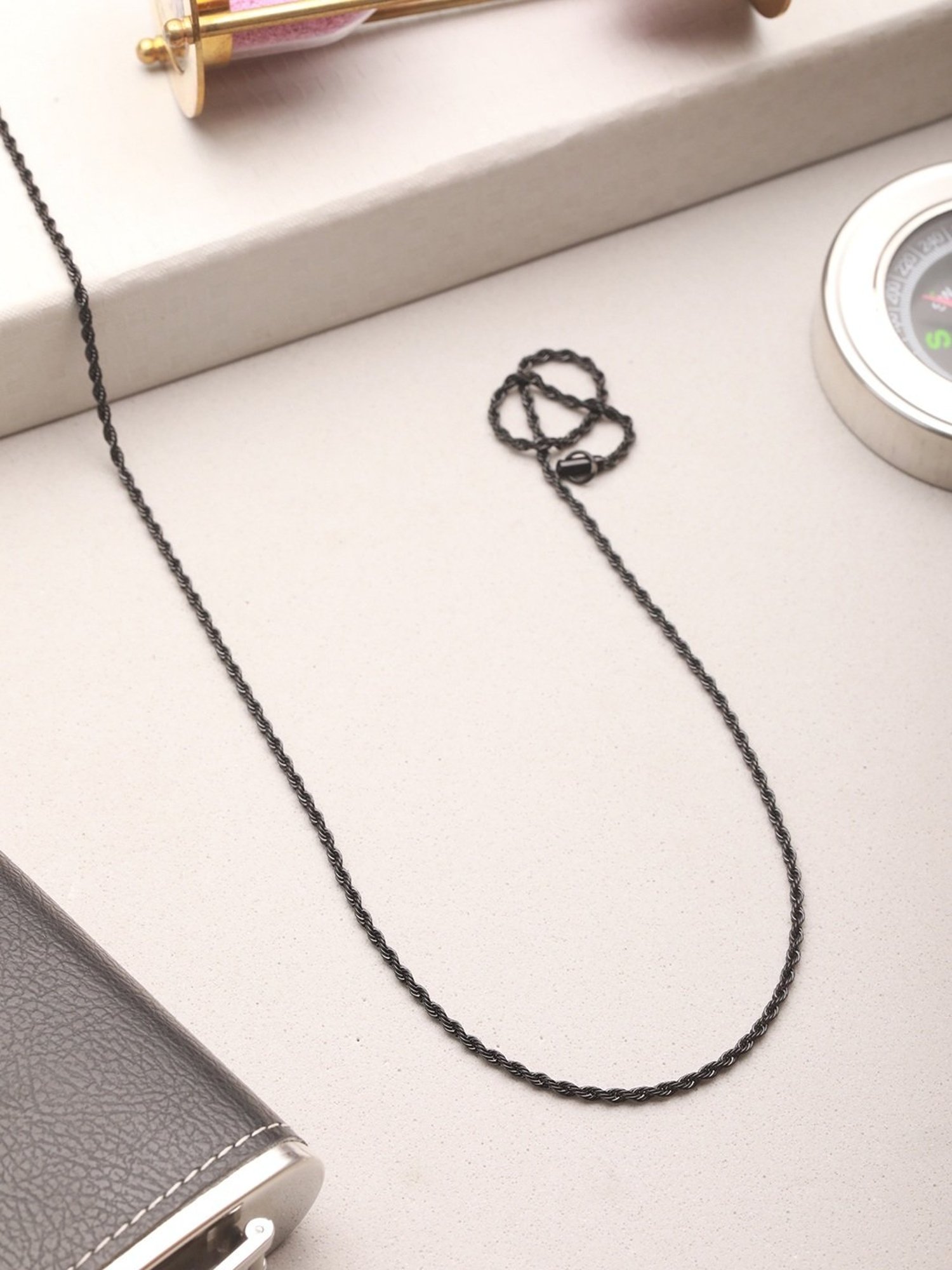 Aatmana Men Black Stainless Steel Chain