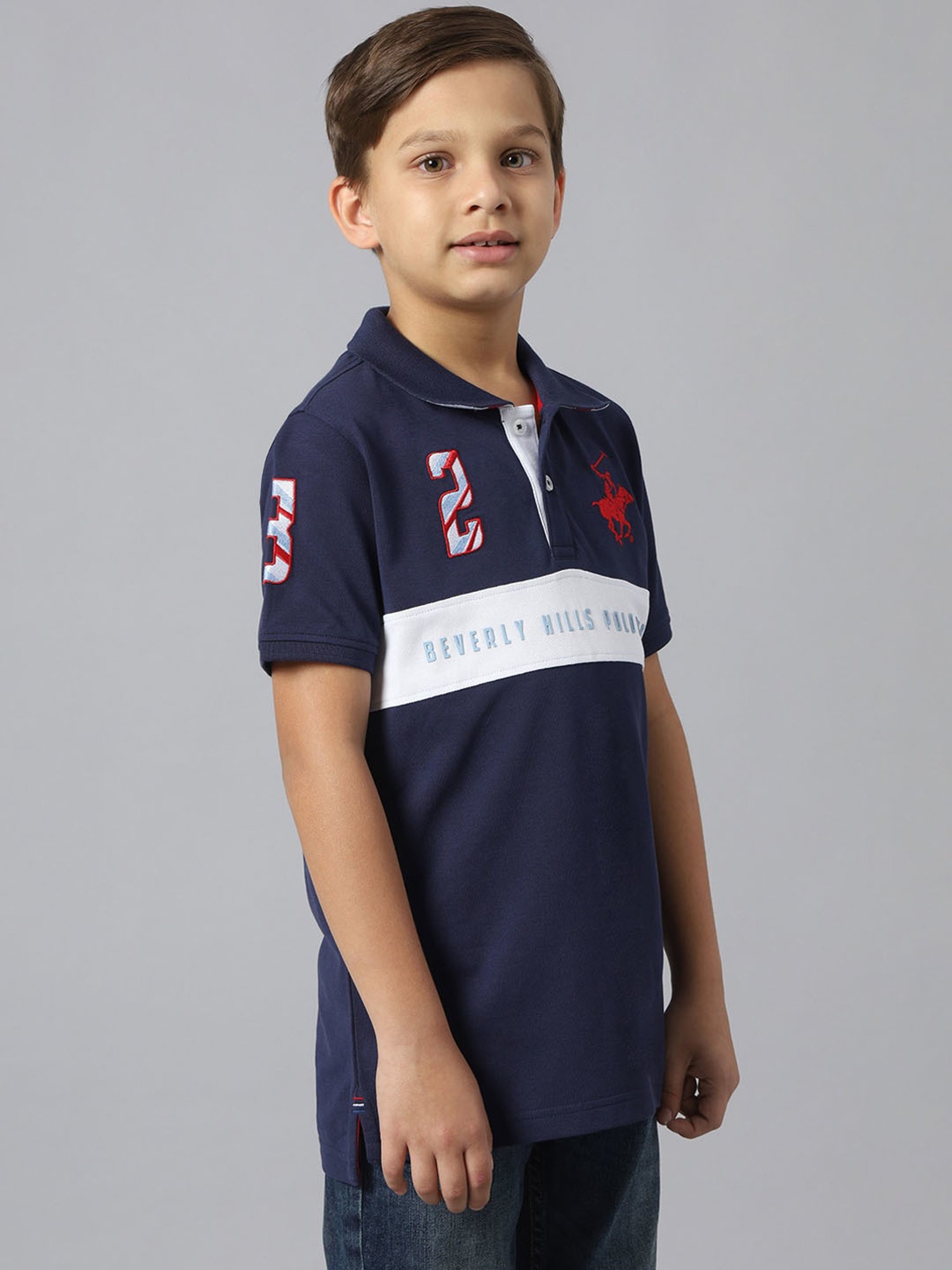 Beverly Hills Polo Club Kids Navy Printed Polo T-Shirt