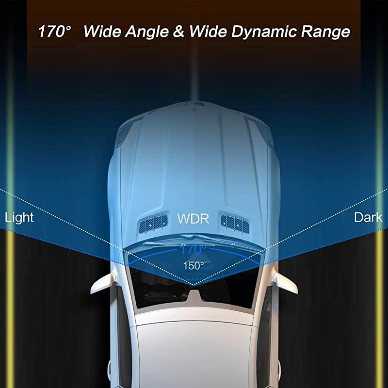 Cam for Cars 1296P FHD Camera Super Night Vision 3 Inch Touch Screen with Rearview Mirror Mount Suction Cup Mount Built-in G-Sensor Looping