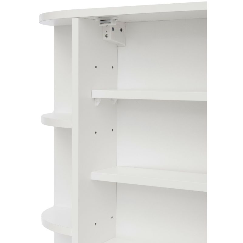 Basicwise White Wall Mounted Bathroom Storage Cabinet Organizer, Mirrored Vanity Medicine Chest with Open Shelves