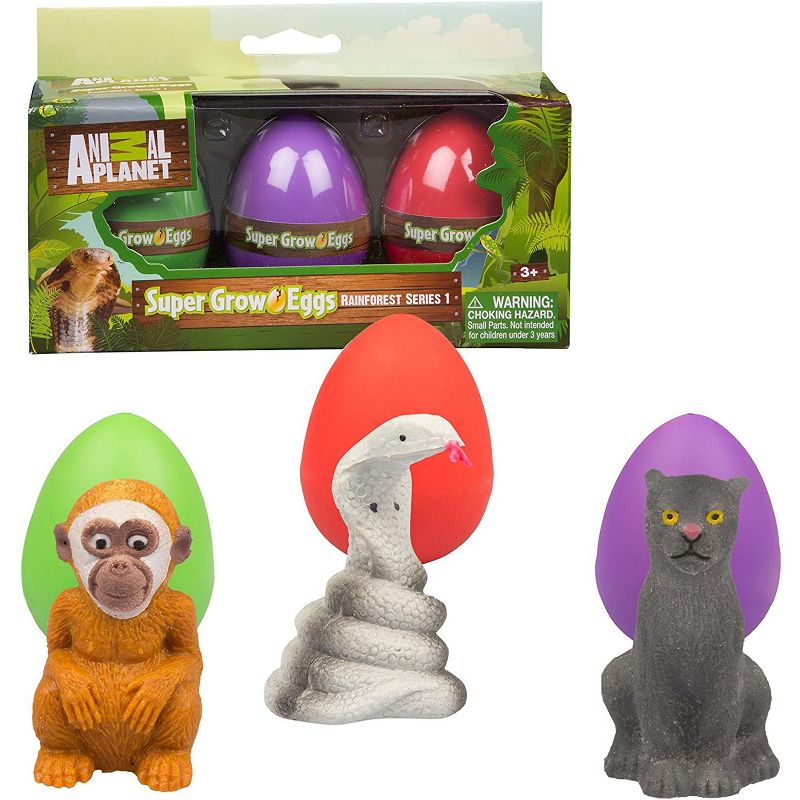 Animal Planet Super Grow Rain Forest Eggs - Monkey, Cobra, & Panther, Set of 3