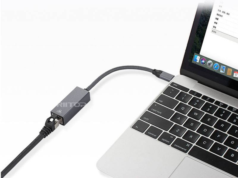 USB C Network Adapter, RIITOP USB 3.1 Type C to Gigabit Ethernet NIC Network Adapter 10/100/1000Mbps - Grey Aluminum Design