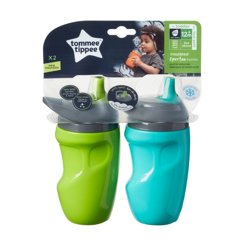 Tommee Tippee 2pk Insulated Sportee Toddler Cup - Turquoise/Green - 9oz