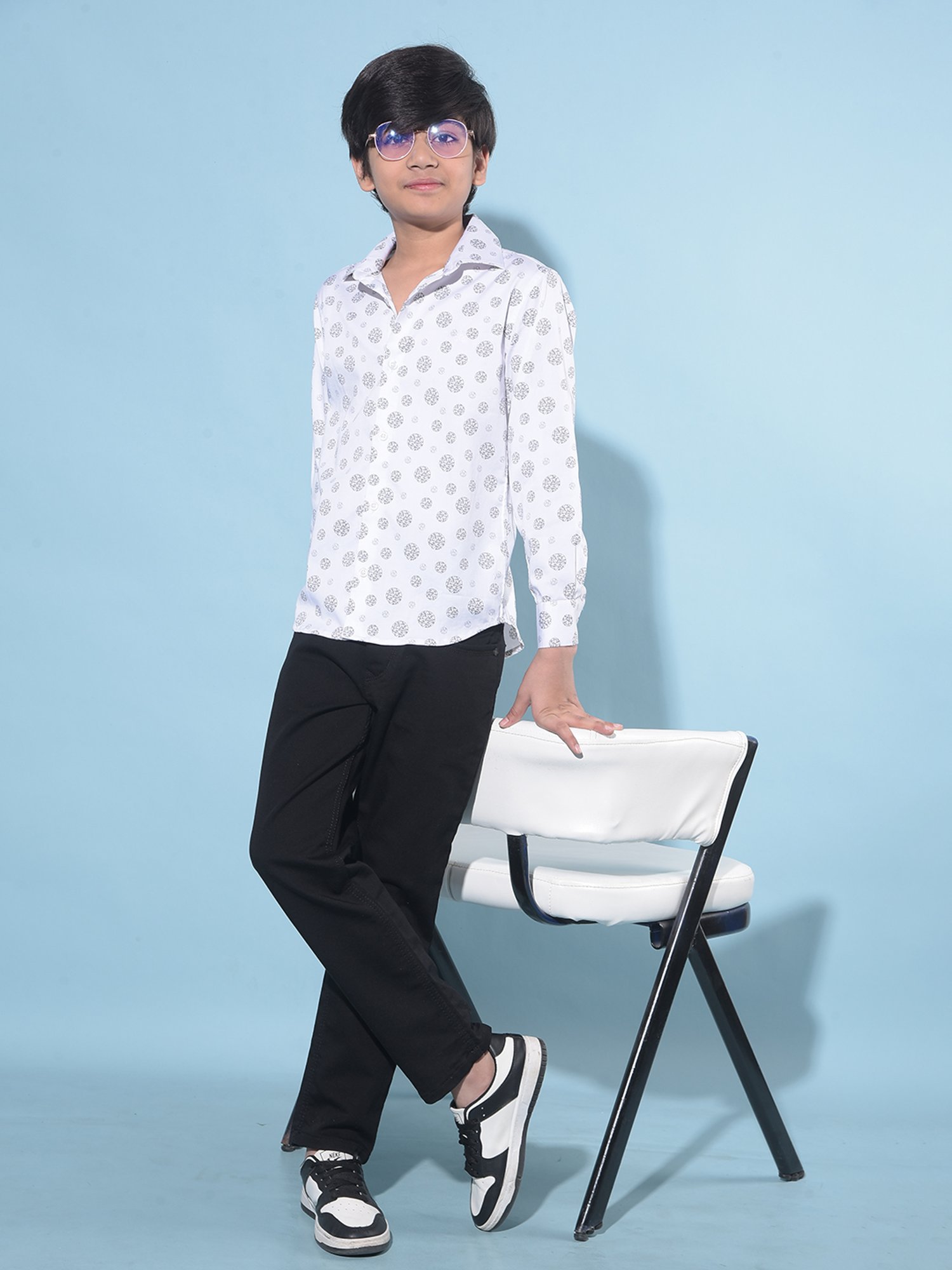 Crimsoune Club Kids White Printed Full Sleeves Shirt