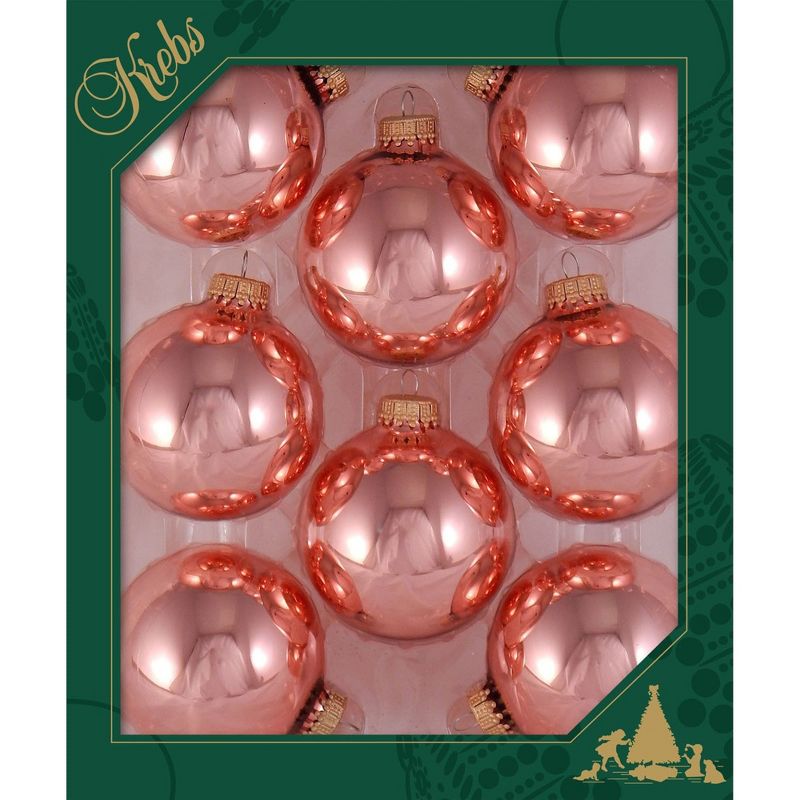 Christmas by Krebs 8ct Tea Rose Shiny Glass Christmas Ball Ornaments 2.5" (67mm)