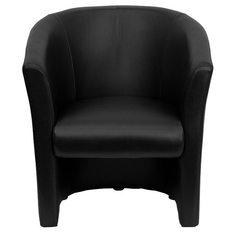 Emma and Oliver Black LeatherSoft Barrel-Shaped Guest Chair