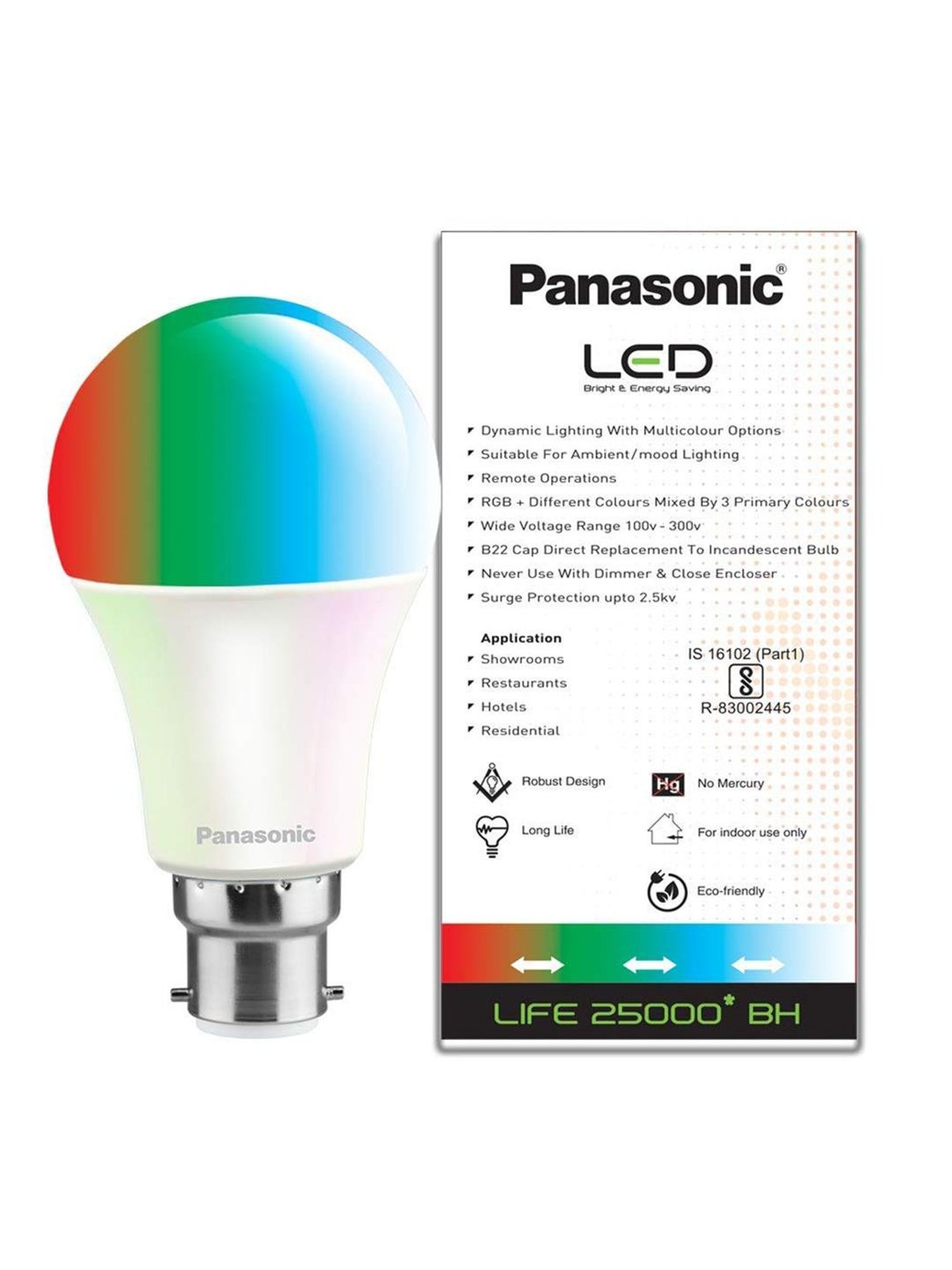Panasonic B22 PBUM11070 7W Smart LED RGB Bulb With Remote (White)