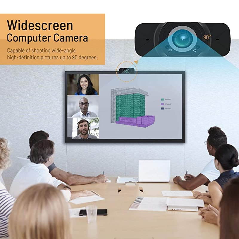 1080P Webcam with Microphone  HD Streaming USB Computer Webcam with Privacy Cover Streaming Computer Web Camera for Video Calling Plug and Play