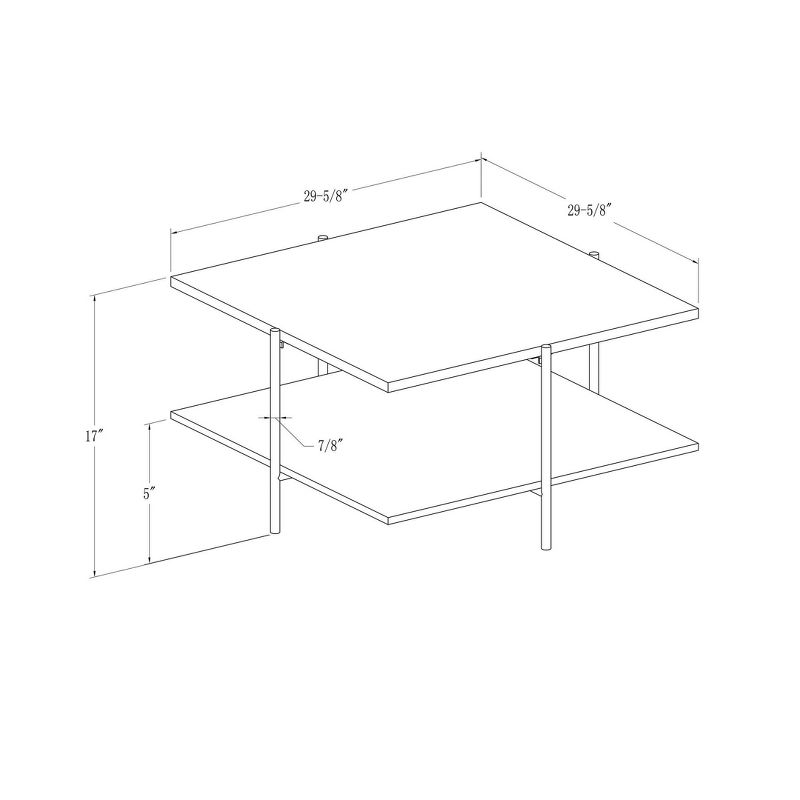 Mid Century Modern Glam Square Coffee Table Faux White Marble Dark Walnut/Gold - Saracina Home