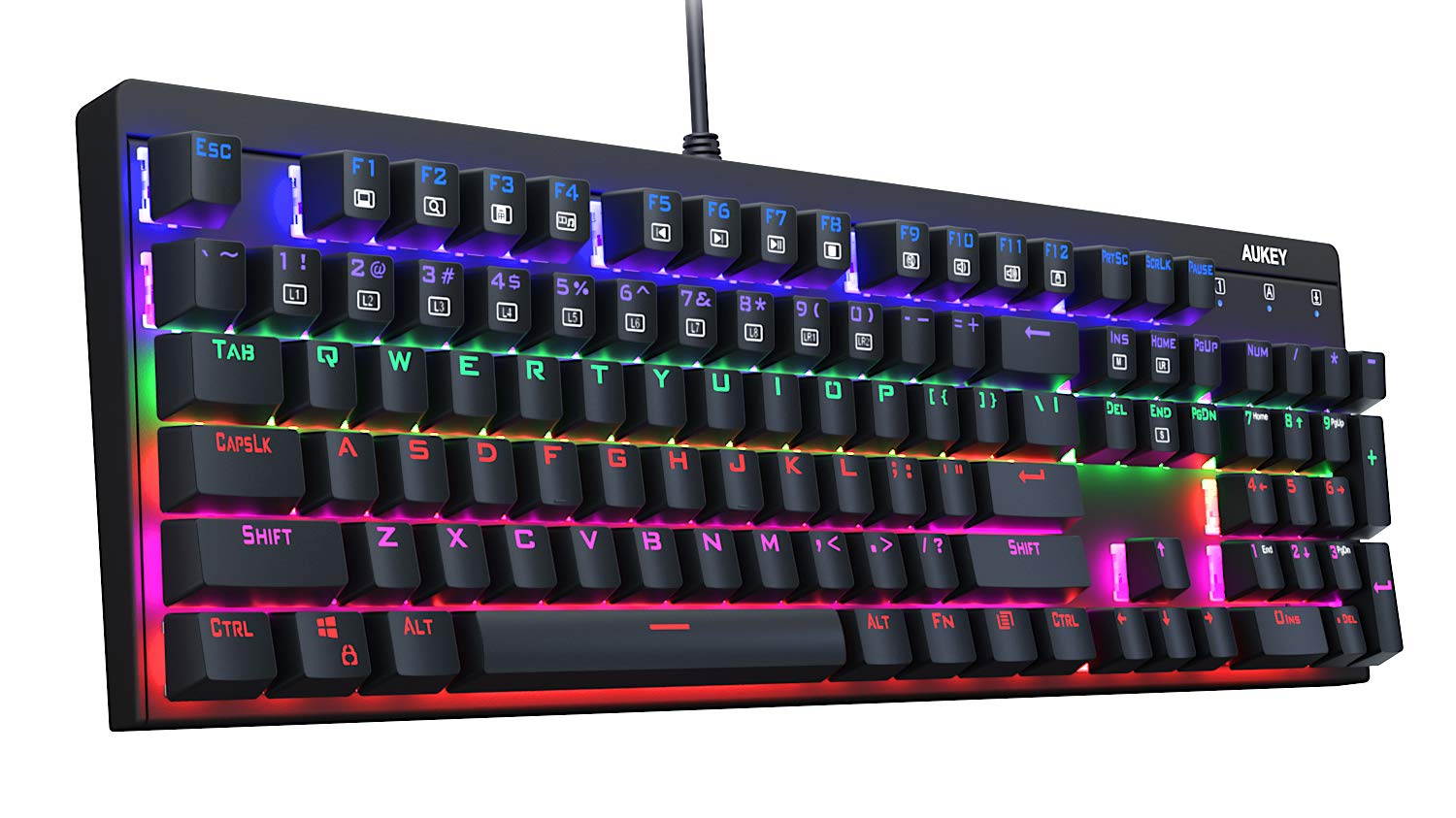 AUKEY Mechanical Keyboard LED Backlit Gaming Keyboard with Water-Resistant Design -Black KM-G6