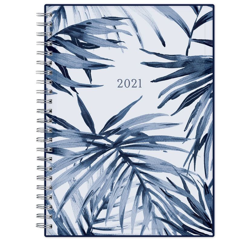 2021 Planner Notes 5.875" x 8.625" Clear Plastic Cover Weekly/Monthly Wirebound Keoni Navy - Blue Sky