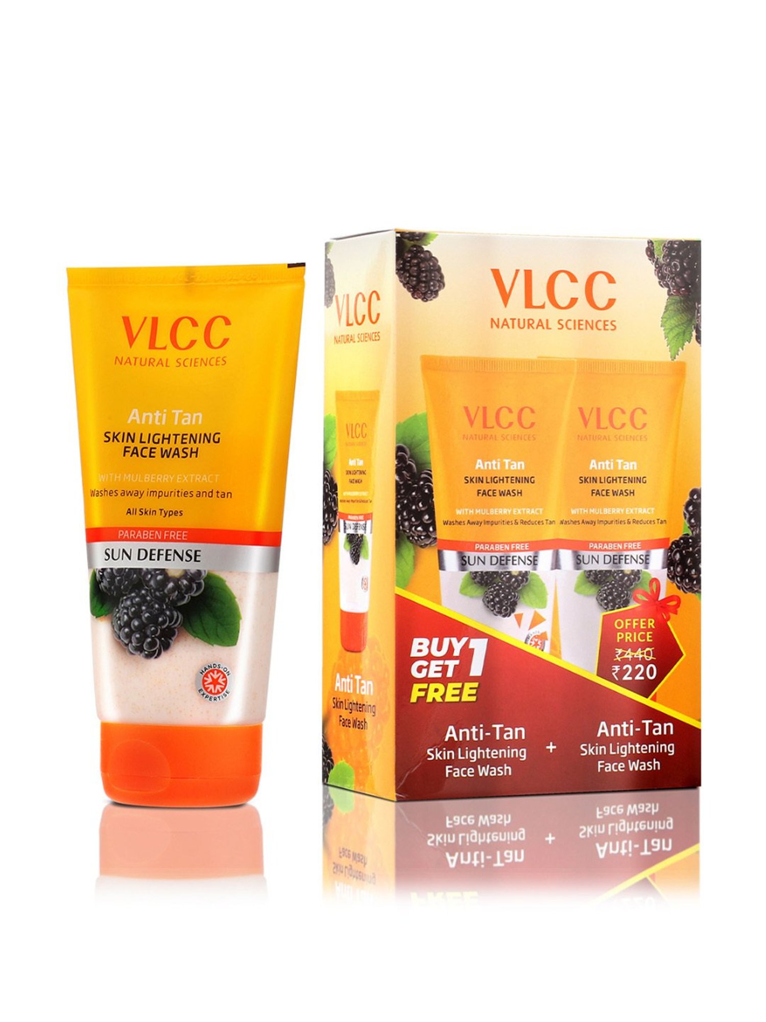 VLCC Anti Tan Skin Lightening Face Wash Buy 1 Get 1 Free - Pack of 2