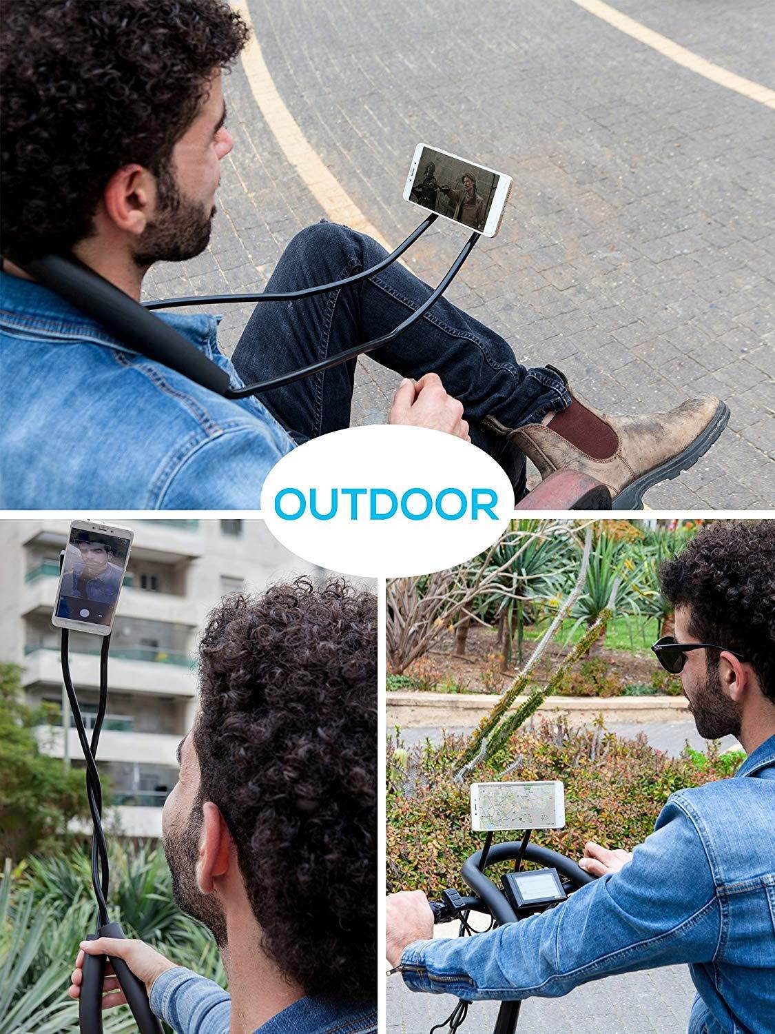 GoWith Magnetic Tablet & Cell Phone Holder, Universal Mobile Phone Stand, Lazy Bracket for Table, Bed, Car & Bike, Adjustable Rotating Gooseneck Mount with Flexible, Collapsible and Portable Design