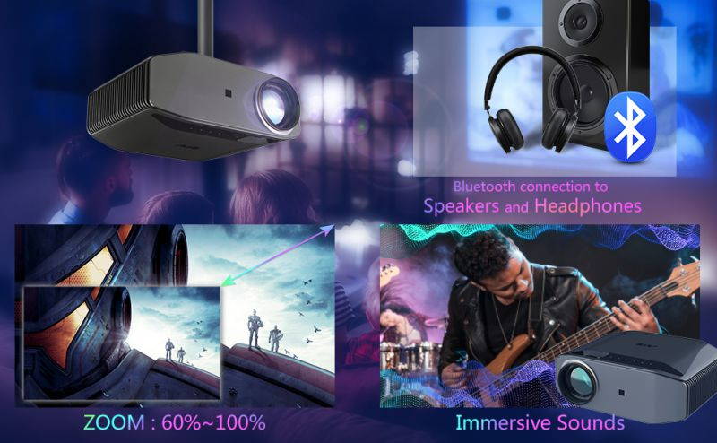 5G WiFi Bluetooth Projector, Artlii Energon 2 Outdoor Projector Support 4K, 340 ANSI Lumen 300" Display, Keystone&Zoom, Full HD Native 1080P Projector Compatible w/ TV Stick, iOS, Android, PS5