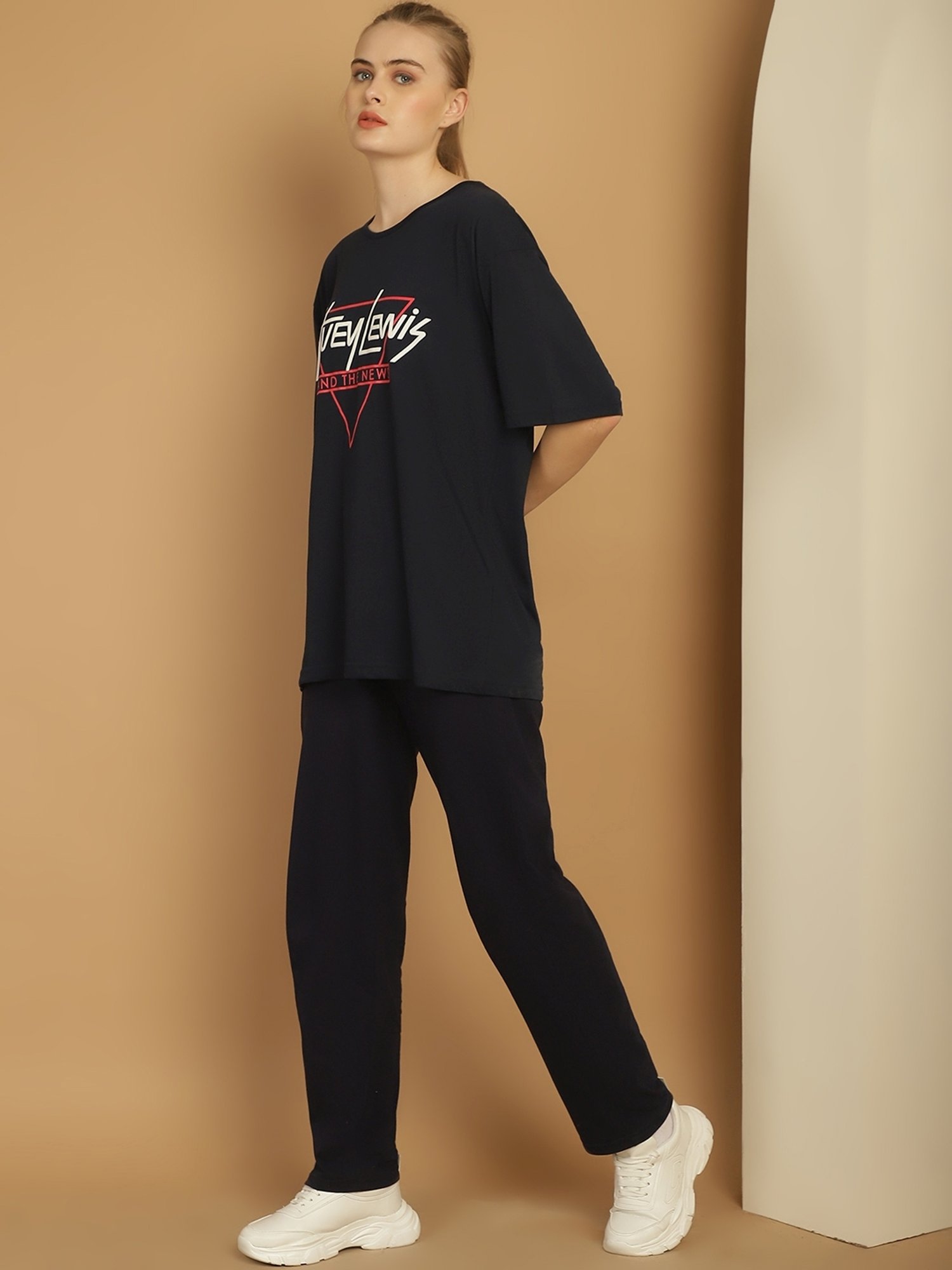 Vimal Jonney Black Cotton Printed T-Shirt & Track Pants Set
