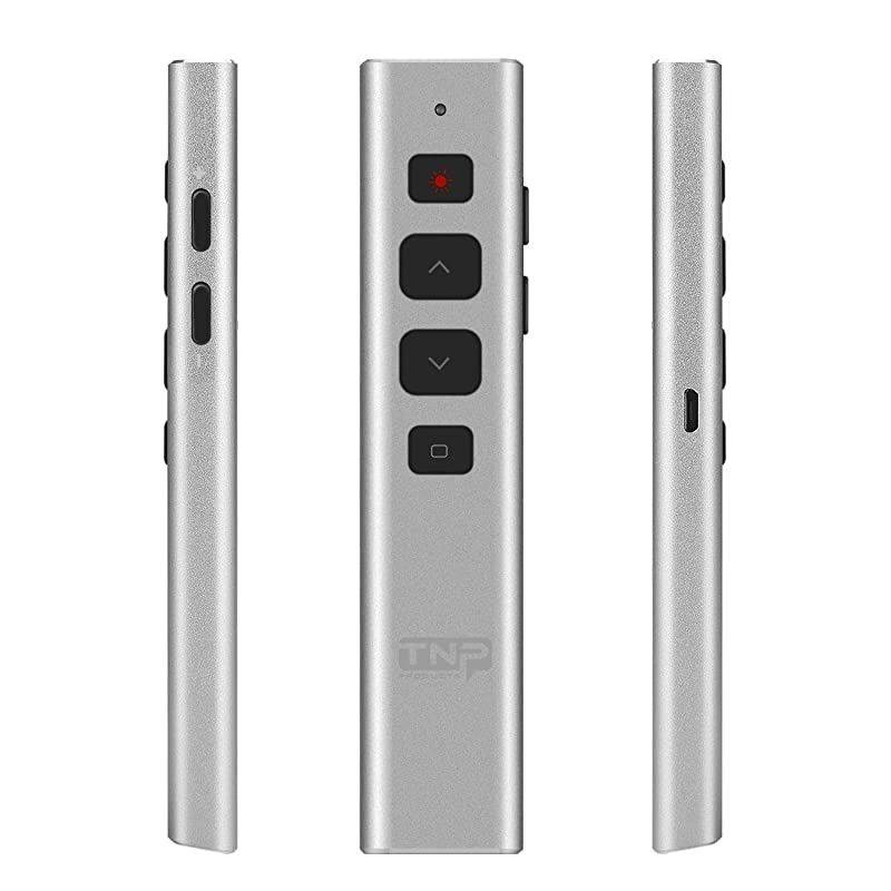 Wireless Presenter Remote Presentation Pointer Clicker PowerPoint Slide Advancer USB Rechargeable PPT Pen Mouse for Mac Windows Keynote Laptop Computer Google Slides Silver