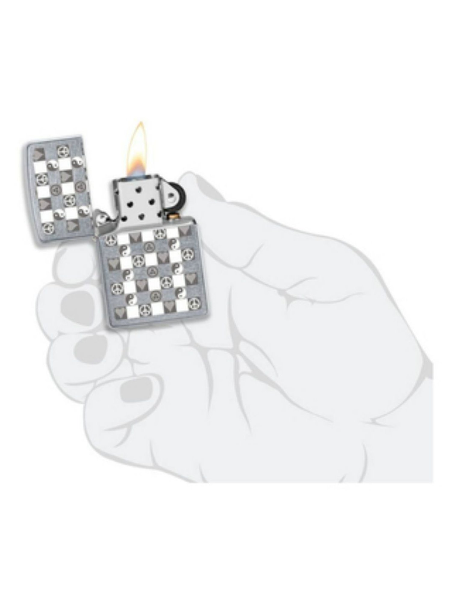 Zippo White Plaid Peace Design Street Brass Pocket Lighter