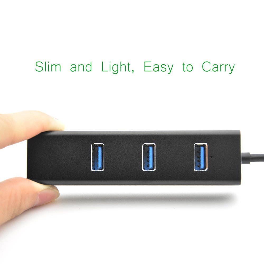 3-Port USB 3.0 Hub, LYFNLOVE Aluminum USB Hub with Gigabit Ethernet Port Lan Network Adapter for Mac, Laptop MacBook Pro/Air, Surface Pro 4