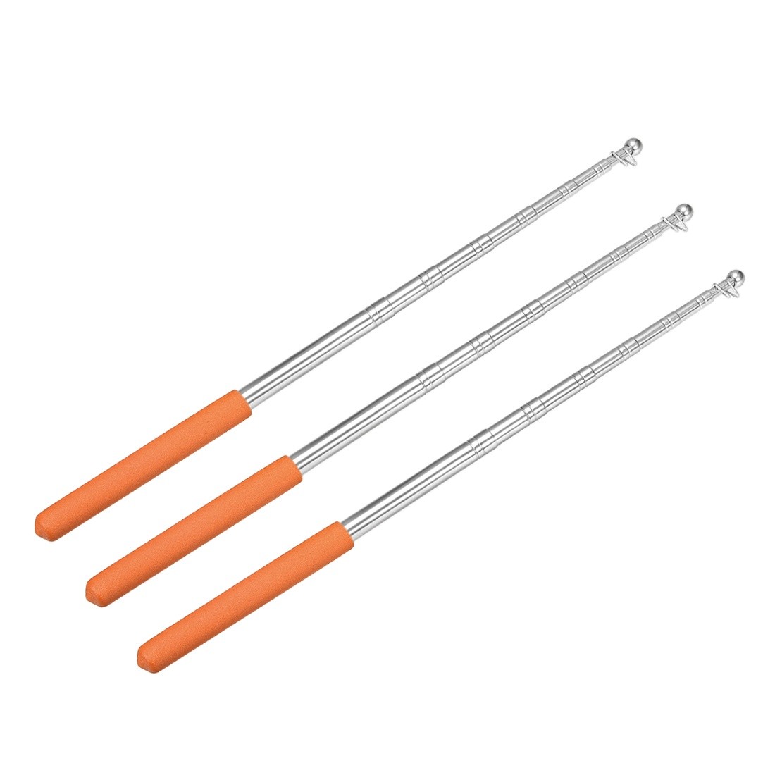 4.6ft/1.4m Telescopic Handheld Flagpoles Stainless Steel Telescopic Guide Flag Pole Teaching Pointer for Tour Guides and Teachers Orange 3pcs