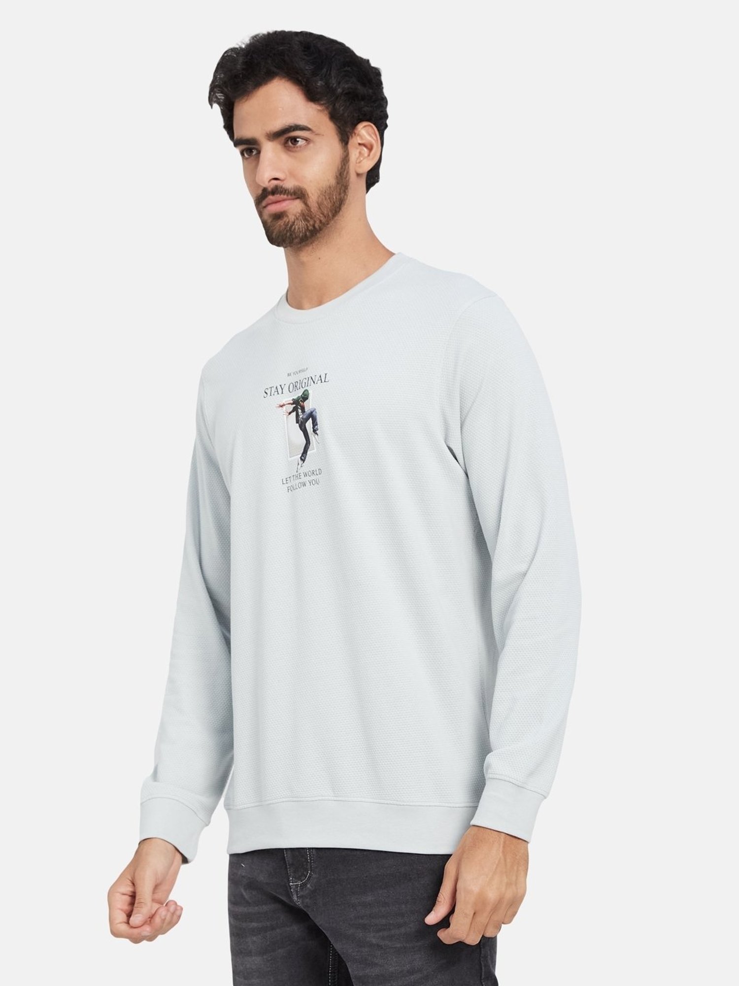 Octave Silver Regular Fit Printed Sweatshirt