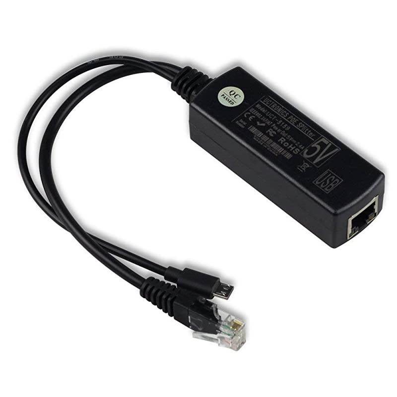 IEEE 802.3af Micro USB Active PoE Splitter Power Over Ethernet 48V to 5V 2.4A for Tablets, Dropcam or Raspberry Pi (48V to 5V 2.4A)