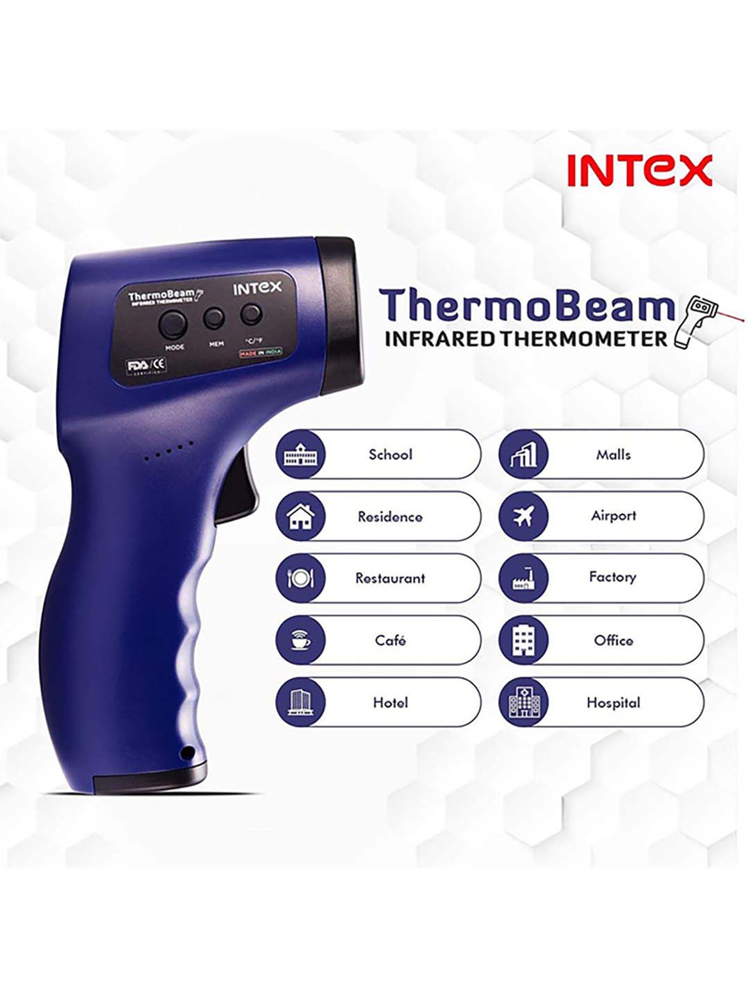 Intex ThermoBeam With Advance Laser Pointing Feature Infrared Thermometer (Blue)