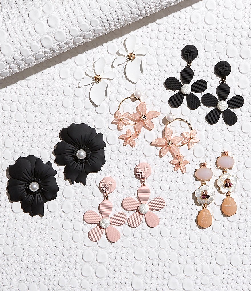 Natasha Accessories Flower Drop Earrings