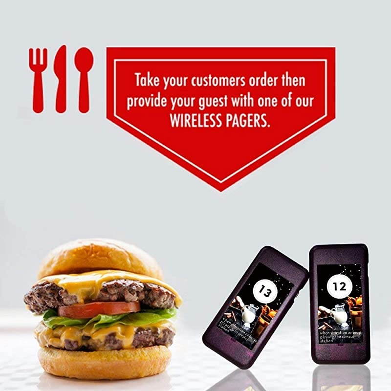 Restaurant Pager System with 20 pcs Coaster Pagers and 1 pc 999-Channel Keypad Call Button Extensible Wireless Calling System for Food Truck Clinic Church Cafe Shop