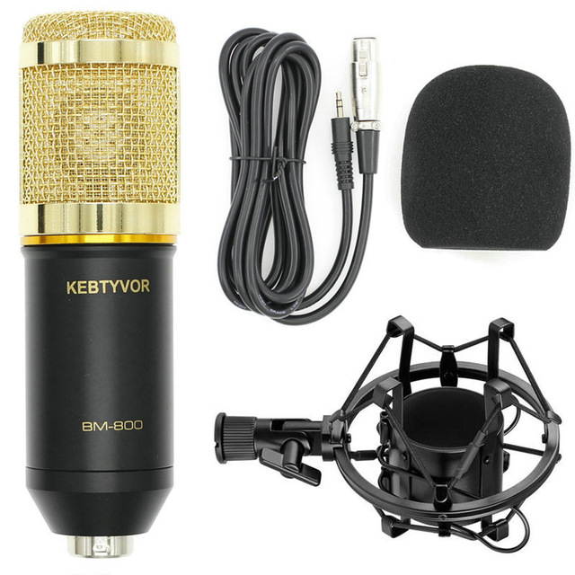 Professional BM-800 BM800 Condenser KTV Microphone Cardioid Pro Audio Studio Vocal Recording Mic KTV Karaoke+ Metal Shock Mount