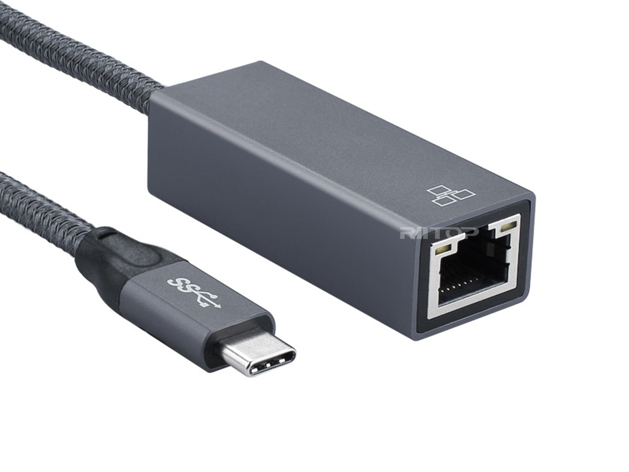 USB C Network Adapter, RIITOP USB 3.1 Type C to Gigabit Ethernet NIC Network Adapter 10/100/1000Mbps - Grey Aluminum Design