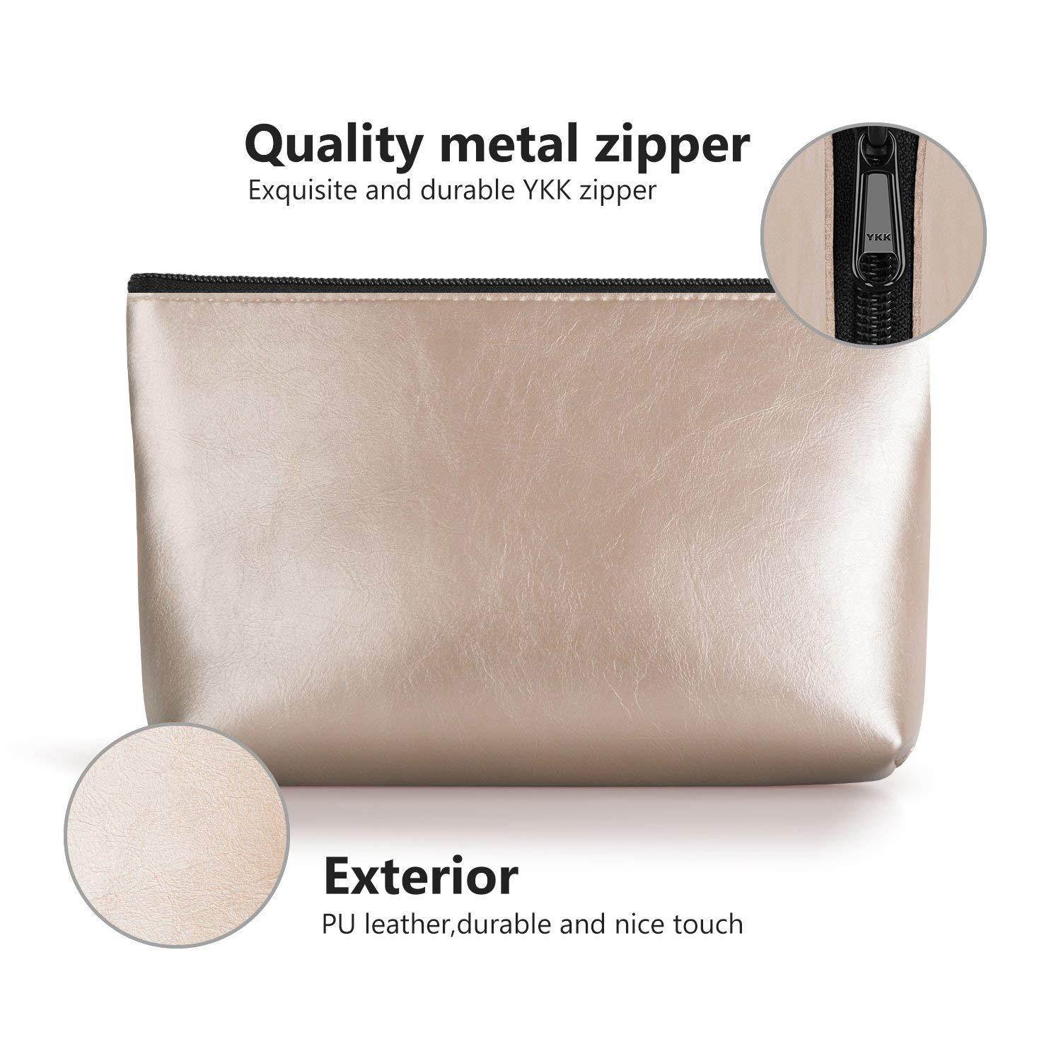 Ayotu PU Leather Lightweight Waterproof Portable Storage Pouch Bag Case Accessories Organizer, Electronics Accessory Travel Organize Case, Cable Management Hard Drive Bag - Gold