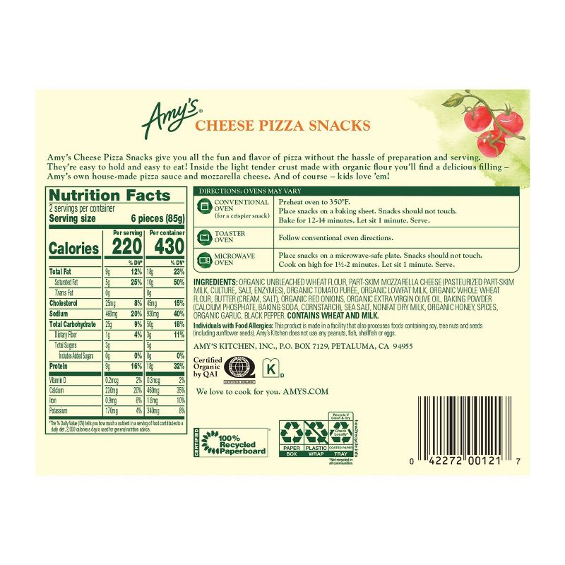 Amy's Frozen Cheese Pizza Snacks - 6oz