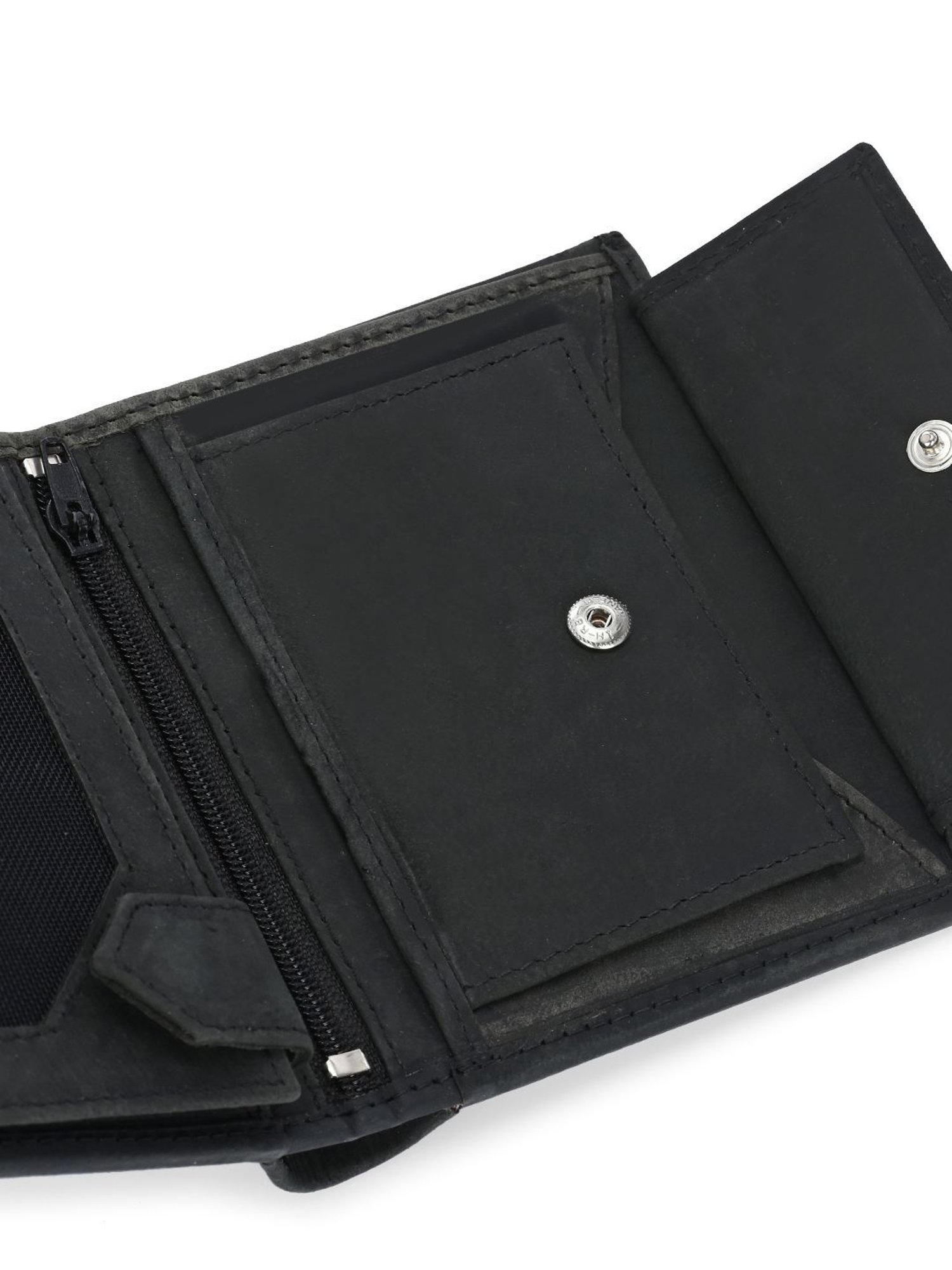 Clog London Dark Grey Leather Small Bi-Fold Wallet for Men
