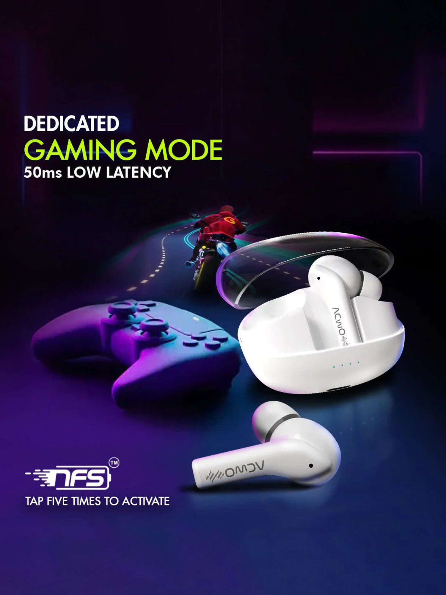 ACwO DwOTS 535 In Ear BT Earbuds with 35H Playtime & BasS BooM X Sound (Cotton White, True Wireless)