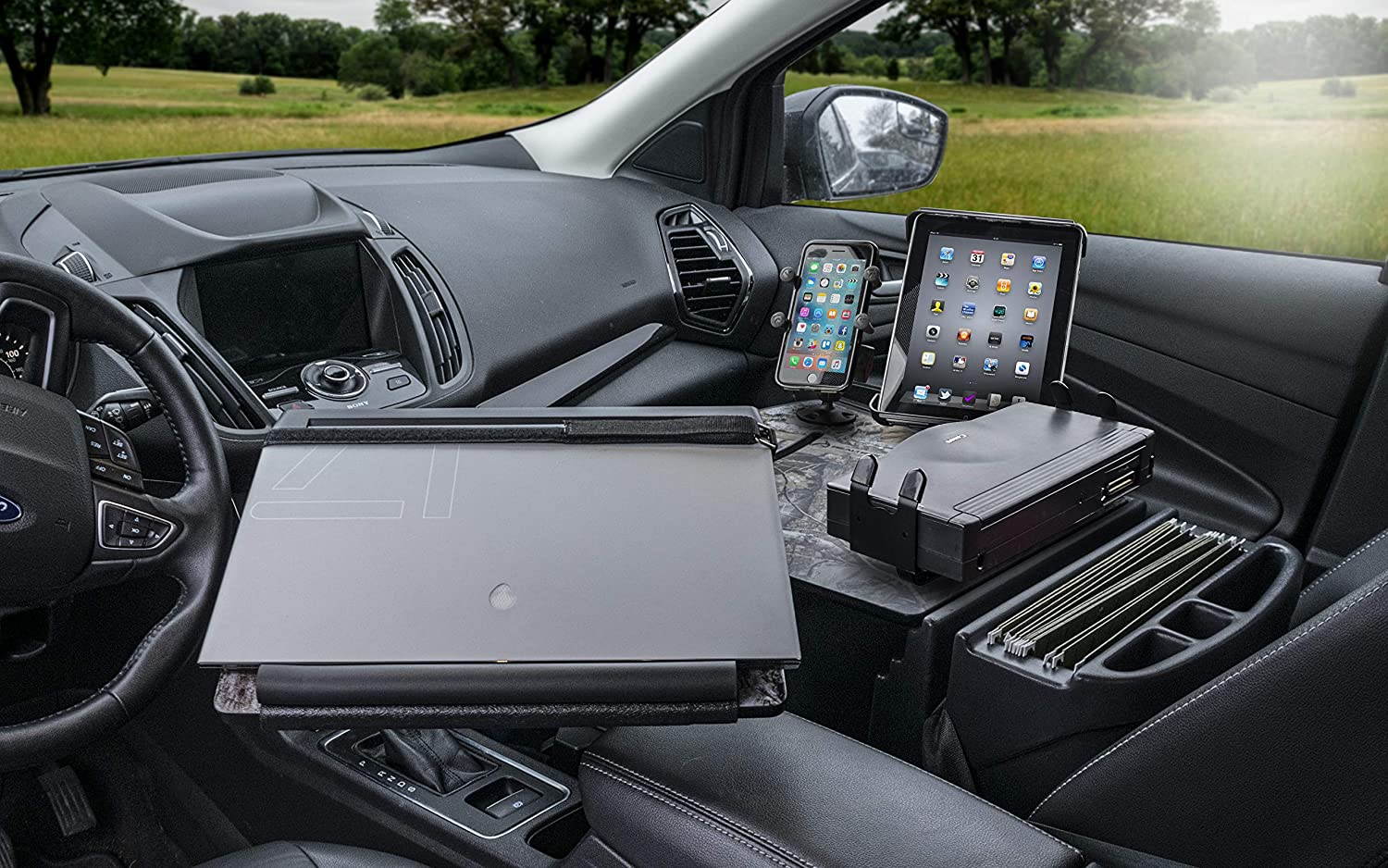 AutoExec AUE10097 Reach Front Seat Car Desk Realtree Edge Camouflage with Built-in 200 Watt Power Inverter, Phone Mount, Printer Stand and Tablet Mount
ReachDeskS-03 FS PS Tablet RTEC