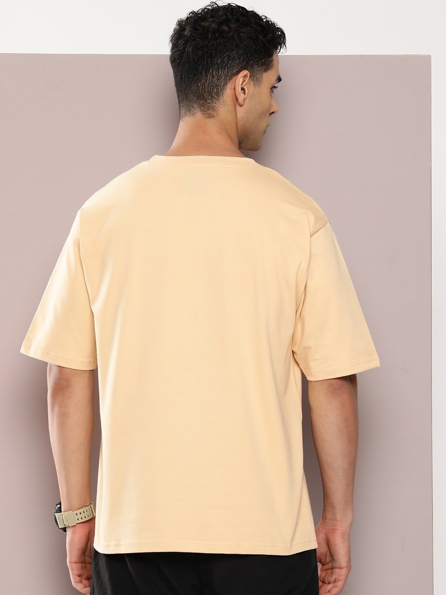 Dillinger Beige Cotton Loose Fit Printed T-Shirt