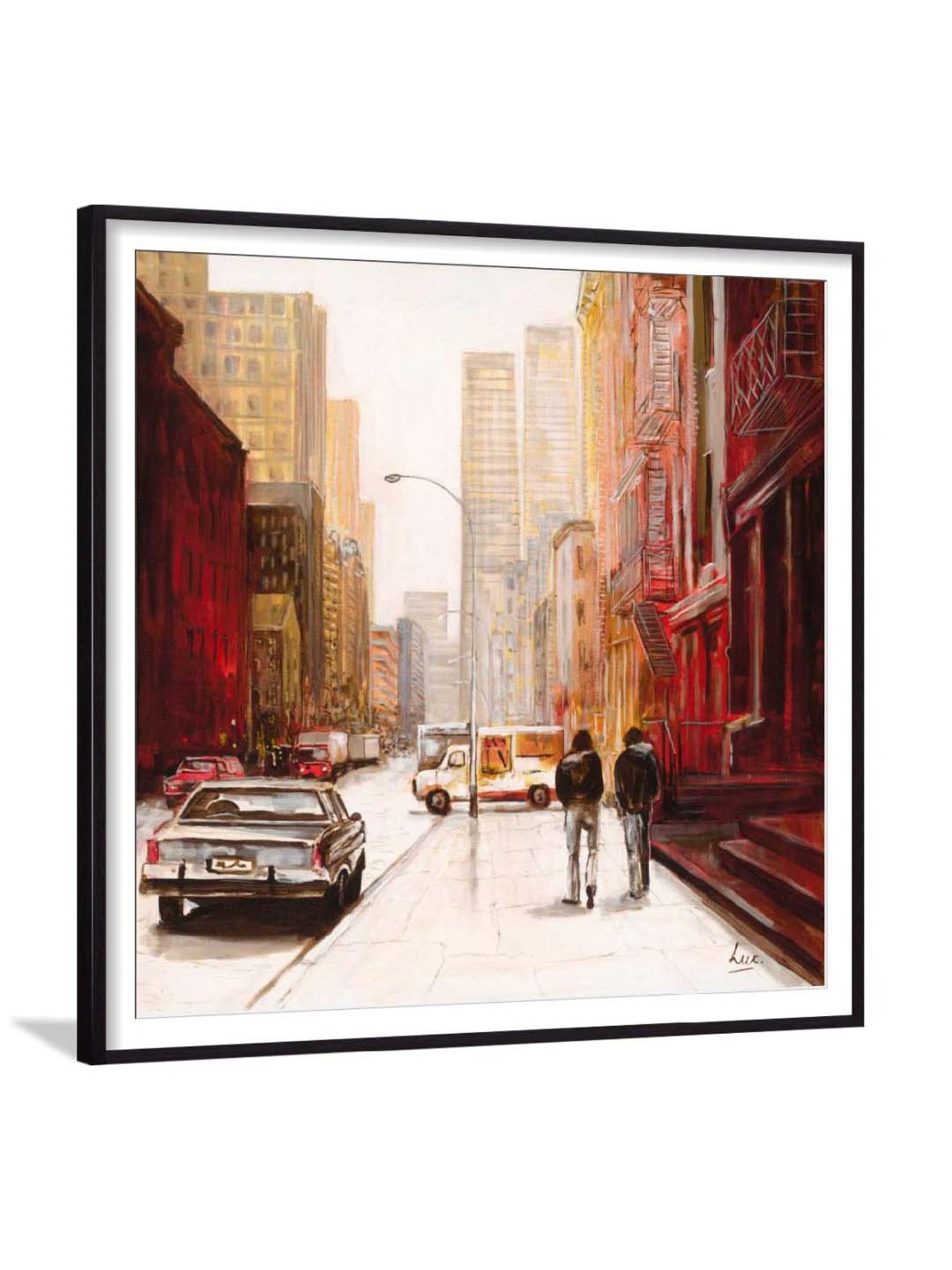 ARTE'VENUE Dissolving Red City Red & Beige Paper Wall Arts - Set of 2 (13 X 13 inch Each)