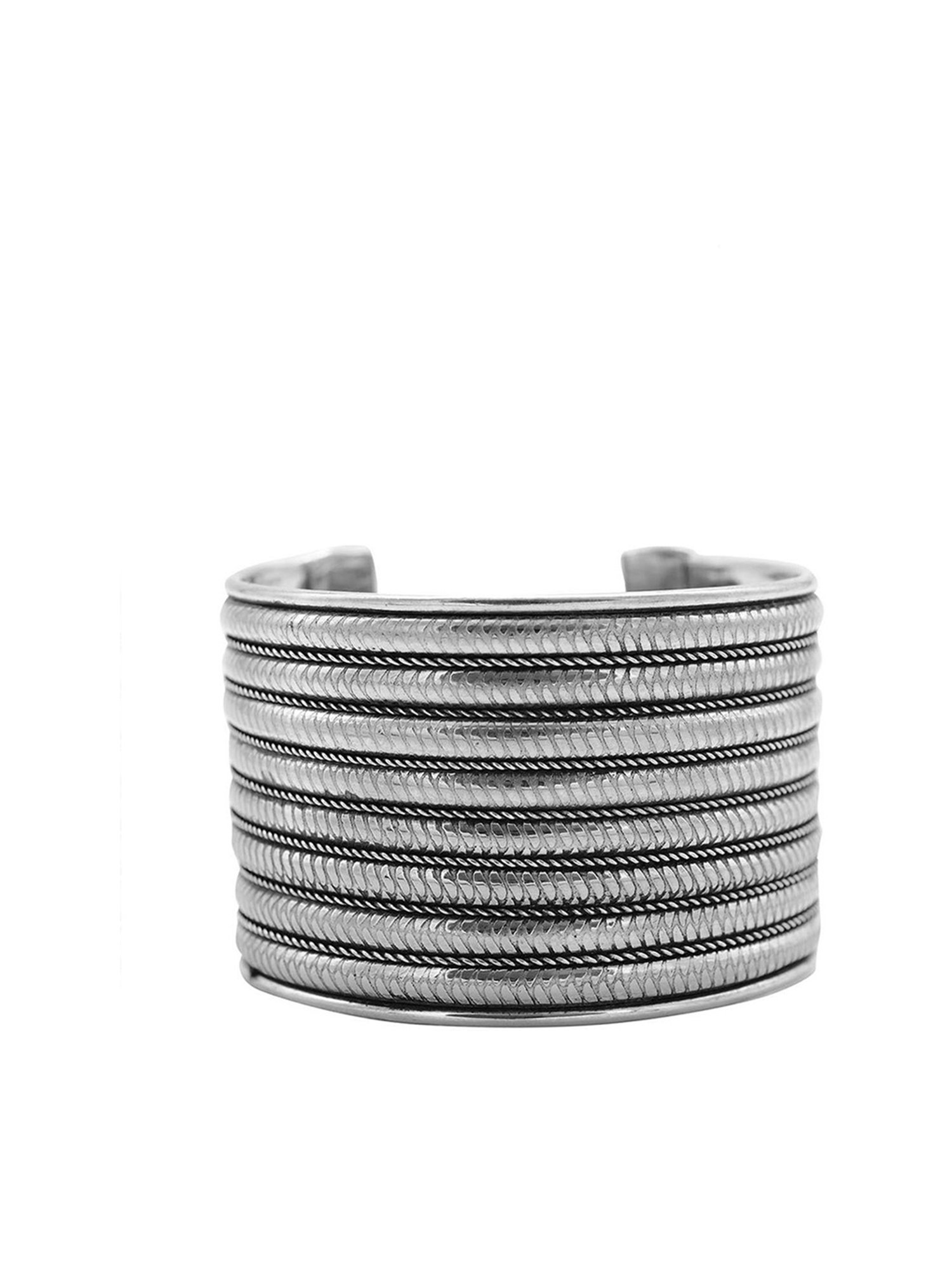 Teejh Silver-Plated Ikshula Stacked Bracelets for Women - Set of 3