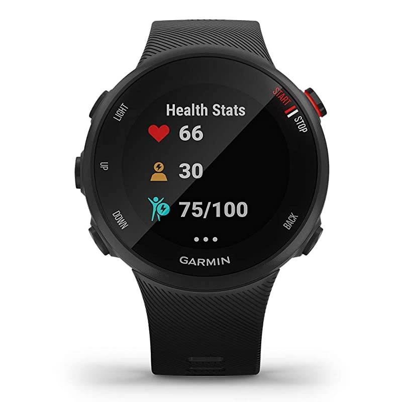 Garmin Forerunner 45S GPS Running Watch Power Bundle | Includes  Portable Charger & HD Screen Protectors | Running Heart Rate Watch | Pace, Distance, Stress Tracking | Black, 010-02156-02