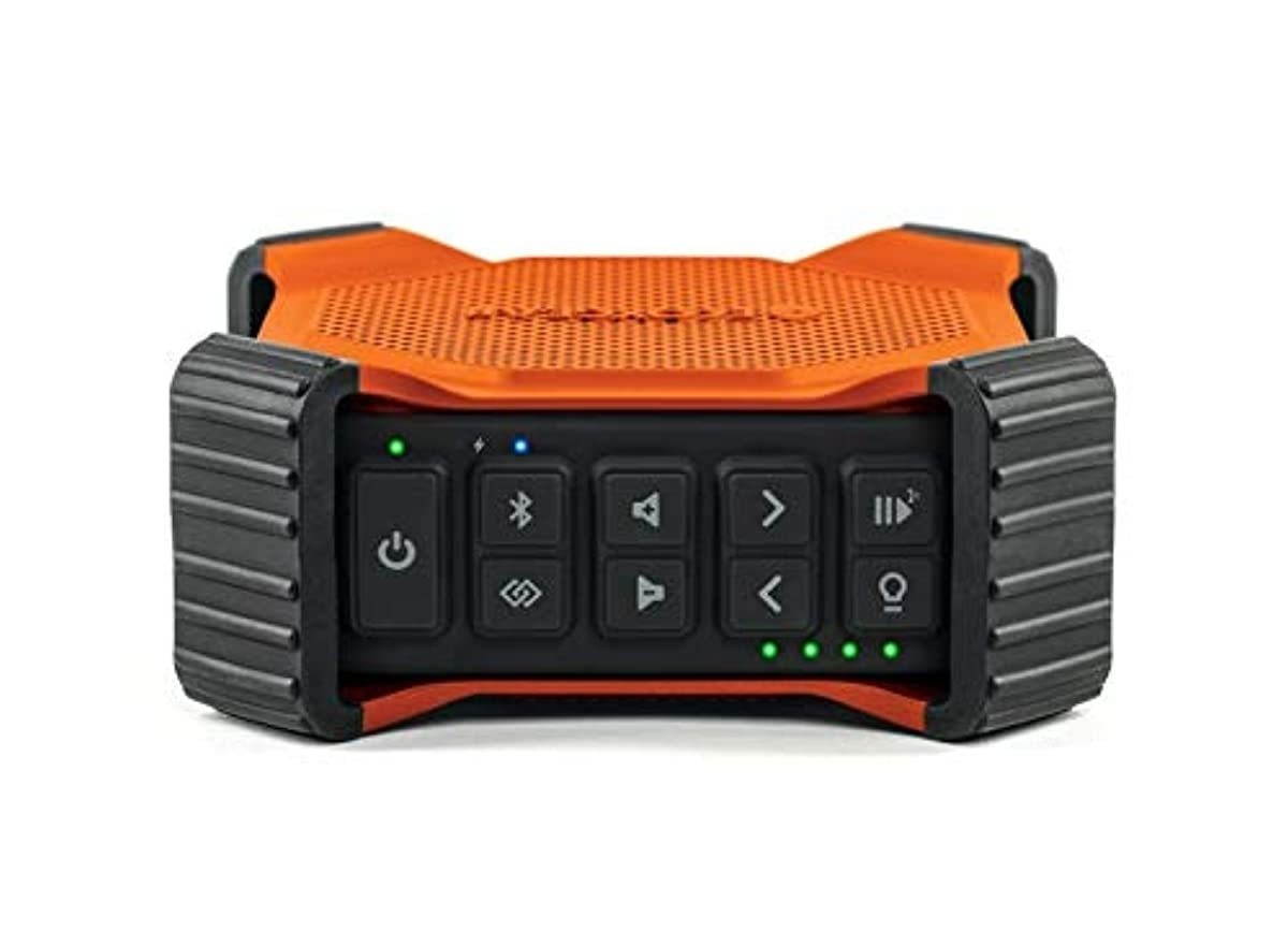 ECOXGEAR EcoEdge Plus GDI-EXEGPL400 Rugged Waterproof Floating Portable Bluetooth Wireless 20 Watt Smart Speaker with Bottle Opener and LED Party Lights (Orange)